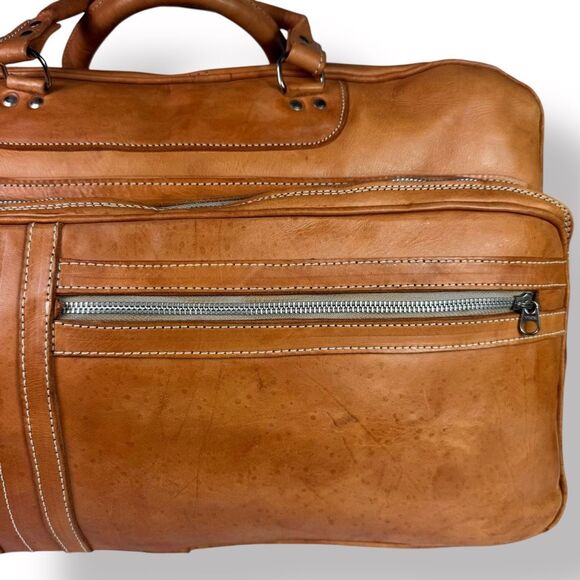 MR Canoa Vintage 80s 90s Leather Duffel Travel Overnight Bag Weekender Rugged - Picture 14 of 16